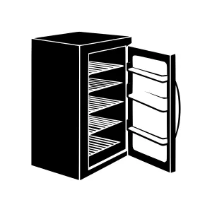 Minimalist Refrigerator Icon - Black & White Vector