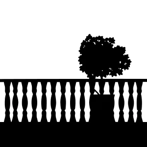 Silhouette Tree on Steps - Minimalist Black & White