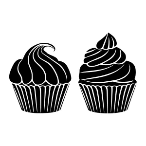 Black Cupcakes Silhouette Icons