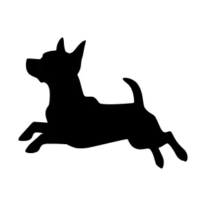 Silhouette Dog Jumping - Black Outline Vector