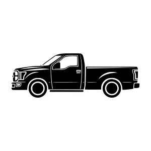 Black Pickup Truck Silhouette Vector Illustration