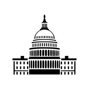 Capitol Building Icon - Black Outline