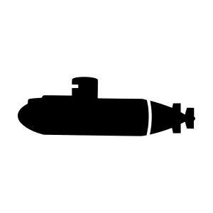 Submarine Icon - Black Silhouette