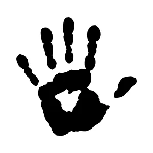 Black Handprint Silhouette on White Background