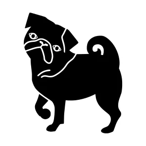 Black Pug Silhouette Vector Illustration