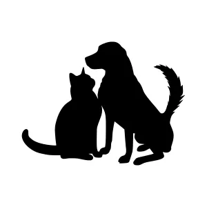 Silhouette Animals - Dog & Cat Together