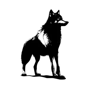 Silhouette Wolf - Black & White Animal Graphic