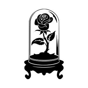 Silhouette Rose in Glass Dome - Beauty Illustration