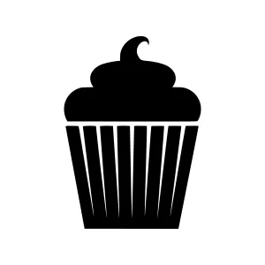 Cupcake Icon - Black Silhouette