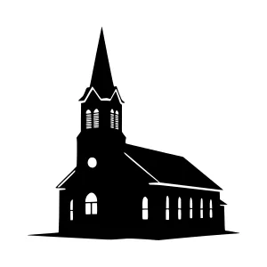 Black Church Silhouette Vector Illustration