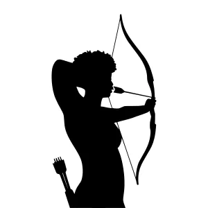 Silhouette Archer Shooting Bow - Vector Illustration