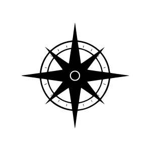 Black Compass Rose Icon - Vector Illustration
