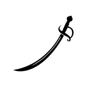 Silhouette Sword Icon - Black on White