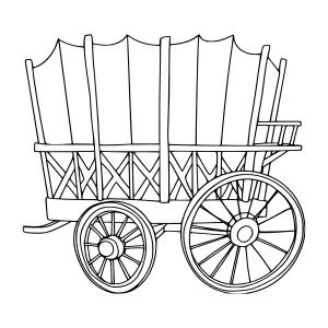 Vintage Wagon Illustration - Line Art