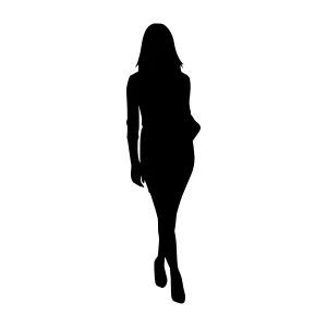 Silhouette Woman Walking - Vector Illustration