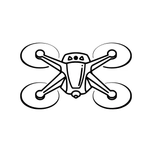 Drone Vector Illustration - Black & White