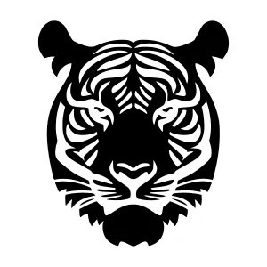 Black Tiger Head Silhouette Vector Art