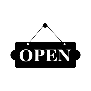 Open Sign Icon - Black on White
