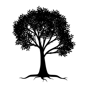 Silhouette Tree - Minimalist Black & White Vector