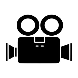 Vintage Film Camera Icon - Black Outline