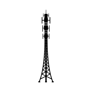 Cell Tower Silhouette Vector Illustration
