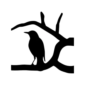 Silhouette Bird on Branch - Minimalist Design