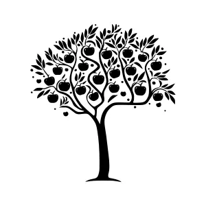 Black Apple Tree Silhouette
