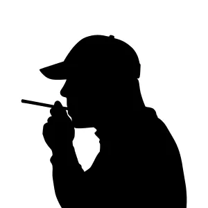 Silhouette Man Smoking - Minimalist Vector