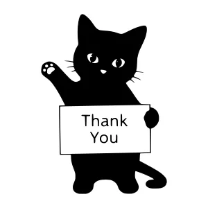 Black Cat Thank You Illustration