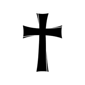 Black Cross Silhouette on White Background