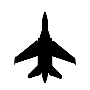 Military Jet Silhouette - Black Vector Icon