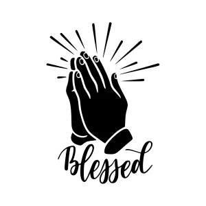 Praying Hands Silhouette with Blessing Text