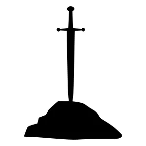 Black Sword on Stone - Silhouette Vector