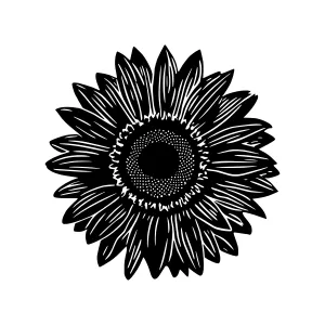 Black Sunflower Silhouette Vector Illustration