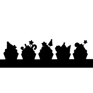 Silhouette Cupcakes with Festive Decorations