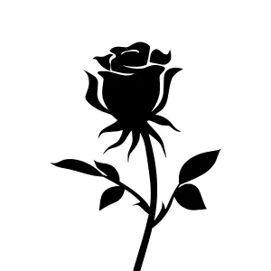 Black Rose Silhouette Vector Illustration