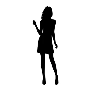 Silhouette Woman Holding Phone - Minimalist Vector