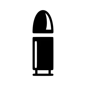 Bullet Silhouette Icon - Black on White