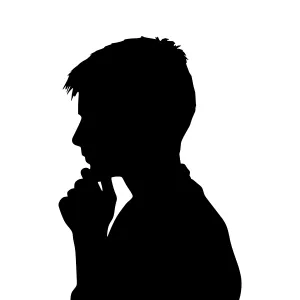 Silhouette Boy Thinking - Isolated Vector Graphic