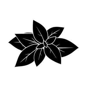 Black Basil Leaf Silhouette Vector Graphic