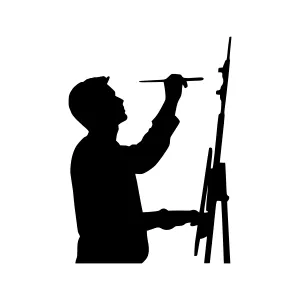 Silhouette Artist Painting Canvas