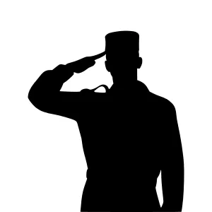 Silhouette Soldier Saluting - Vector Illustration