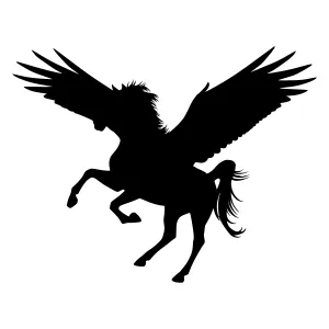 Black Silhouette Pegasus Flying