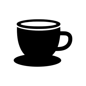 Coffee Cup Icon - Simple Black Silhouette