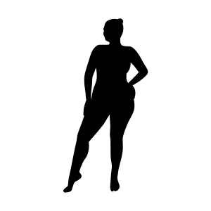 Silhouette Woman Standing - Black Outline