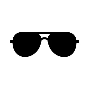 Black Aviator Sunglasses Icon - Vector Illustration