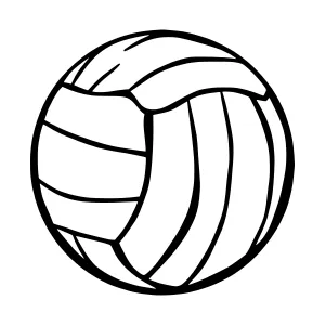Volleyball Illustration - Black & White Line Art