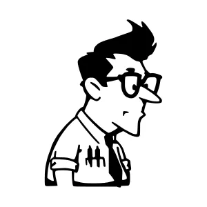 Cartoon Man Profile - Black & White Illustration