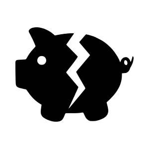 Broken Piggy Bank Icon - Financial Loss Illustration