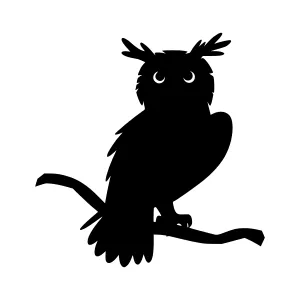 Silhouette Owl on Branch - Vector Illustration
